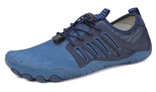 Teechodina Unisex Zehenschuhe Wasserschuhe Strandschuhe Barfußschuhe Barfussschuhe Herren Damen Traillaufschuhe Aquaschuhe Schwimmschuhe Surfschuhe, AD-Blau, 45 von Teechodina