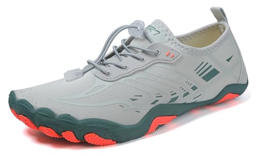 Teechodina Unisex Zehenschuhe Wasserschuhe Strandschuhe Barfußschuhe Barfussschuhe Herren Damen Traillaufschuhe Aquaschuhe Schwimmschuhe Surfschuhe, LL Grau, 40 von Teechodina