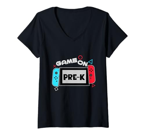 Damen Spiel zum Schulanfang in der Vorschule, lustiger Gamer für Kinder und Jungen T-Shirt mit V-Ausschnitt Damen Spiel zum Schulanfang in der Vorschule, lustiger Gamer für Kinder und Jungen T-Shirt mit V-Ausschnitt von Teecircle