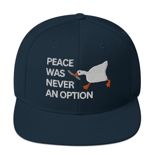 Snapback Mütze Meme Gans mit Messer Peace was Never an Option Lustiges Spruchgeschenk für Ihn Geschenk für Sie bestickte Kappe, Dunkles Marineblau , Einheitsgröße von Teegarb Letter Blanket
