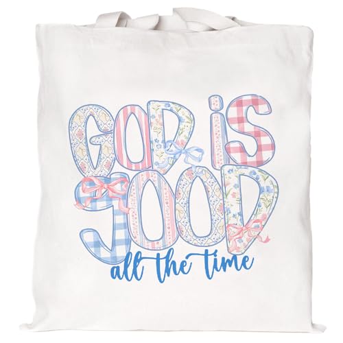 Teeglow Tragetasche aus Segeltuch mit christlichem Bilble-Vers, ästhetisches Blumenmuster, Jesus, inspirierender Glaube, Kirche, Tragetasche, Geschenke für Damen, God is Good All The Time von Teeglow