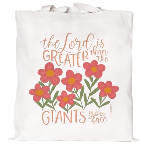 Teeglow Tragetasche aus Segeltuch mit christlichem Bilble-Vers, ästhetisches Blumenmuster, Jesus, inspirierender Glaube, Kirche, Tragetasche, Geschenke für Damen, The Lord is Greater Than the Giants Teeglow Tragetasche aus Segeltuch mit christlichem Bilble-Vers, ästhetisches Blumenmuster, Jesus, inspirierender Glaube, Kirche, Tragetasche, Geschenke für Damen, The Lord is Greater Than the Giants von Teeglow