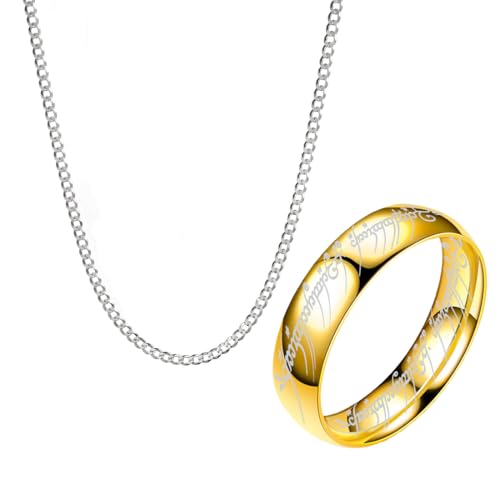 1 Stück herr der ringe ring,Schmuck 6MM Tungsten Ring Ring einzigartig Kette 55cm von Teegxddy