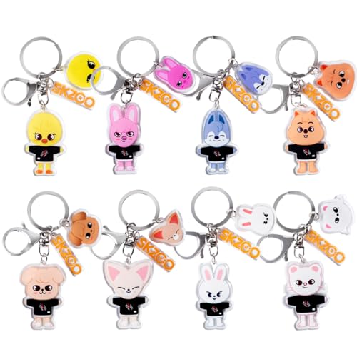 8 Stück stray kids schlüsselanhänger,Skzoo Schlüsselanhänger, Stray Kids Geschenke Schlüsselanhänger, PQKL-party Stray Kids Skzoo Acryl Anime Anhänger Keychain, Rucksäcken Deko fur Mädchen Fans Kinder von Teegxddy