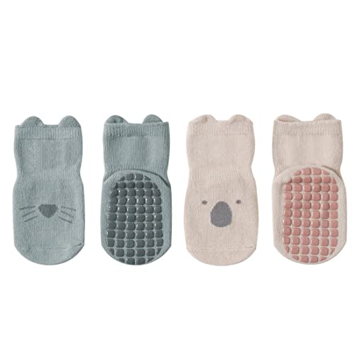 Teegxddy 2 Paar Babysocken, Babysocken, rutschfeste Baumwollsocken, Kinder Jungensocken, Mädchen Babysocken, geeignet für 1-3 Jahre alte Neugeborene von Teegxddy