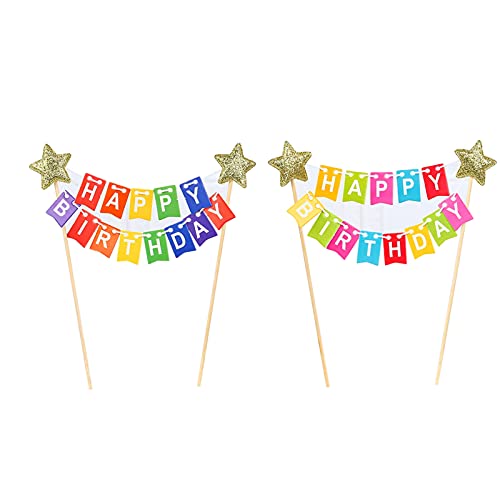 Teegxddy 2 Stück Happy Birthday Tortendeko Geburtstag Mädchen Cake Topper Torte Happy Birthday Topper Kuchen Deko von Teegxddy
