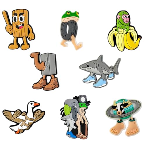 Teegxddy 8 Stück Schuh Charms für Clogs, Cartoon Anime DIY Schuhanstecker Schuhanhänger, Abnehmbare PVC Shoe Deko Zubehör für Kinder Jugendliche Erwachsene von Teegxddy