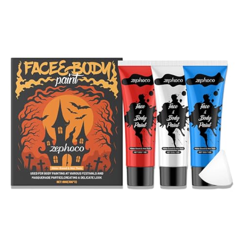 Teegxddy Farben Gesicht Körperfarbe Set,Kinderschminken Set,Creme Make-Up Wasserbasierte Gesichtsmalerei Spezialeffekte Für Erwachsene Kinder Halloween Weihnachtsfeier Bühne Cosplay von Teegxddy