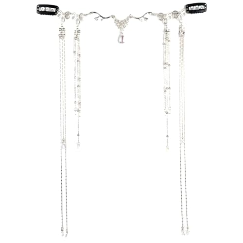 Teegxddy Tiara Damen Quasten Aus Kristall Tiara Metall Kopfkette Göttin Kopfschmuck Elfe Prinzessin Meerjungfrau Prinzessin Kopfschmuck Braut Kopf Kette Hochzeit Kristall Headwear Quaste Headpiece von Teegxddy