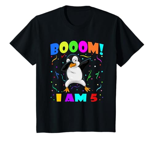 Dabbing Penguin Booom! I Am 5 Jungen Mädchen Outfit 5. Geburtstag T-Shirt von Teeisle Awesome 5th Birthday Clothing