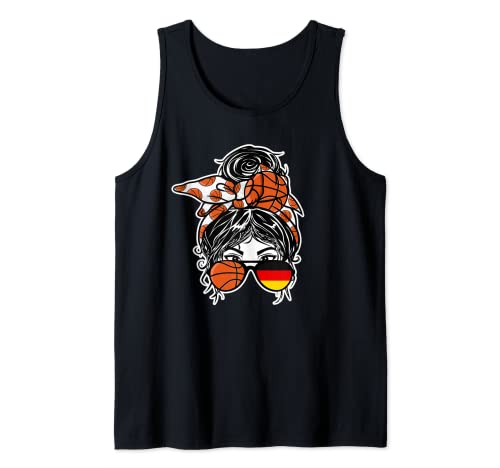 Deutschland Basketballliebhaber Unordentliches Dutt Haar Mädchen Deutschland Flagge Tank Top von Teeisle Germany Basketball