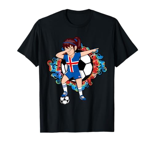 Dabbing Fußball-Mädchen-Island-Trikot mit Blumenmuster, Fußball-Blume T-Shirt von Teeisle Iceland Soccer