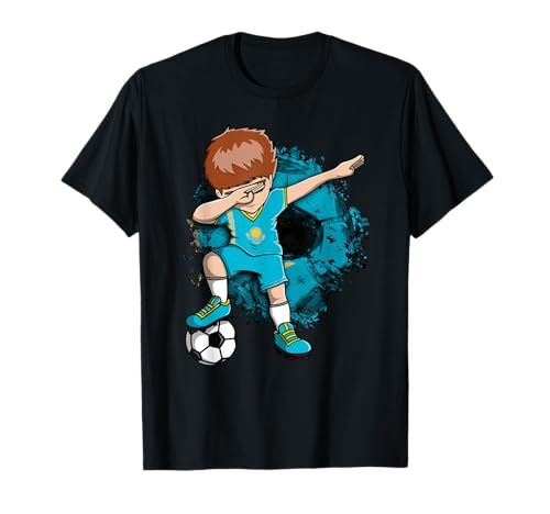 Dabbing Fußball Boy Kasachstan Fans Trikot Kasachstanische Flagge T-Shirt Dabbing Fußball Boy Kasachstan Fans Trikot Kasachstanische Flagge T-Shirt von Teeisle Kazakhstan Soccer