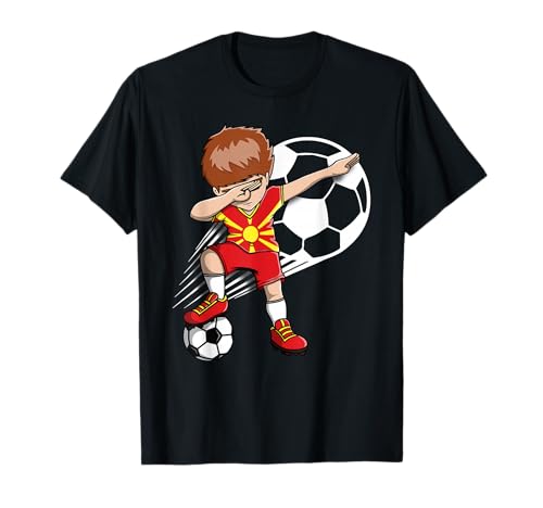 Dabbing Fußball Jungen Macedonien Trikot Macedonische Fußballfans T-Shirt von Teeisle Macedonia Soccer