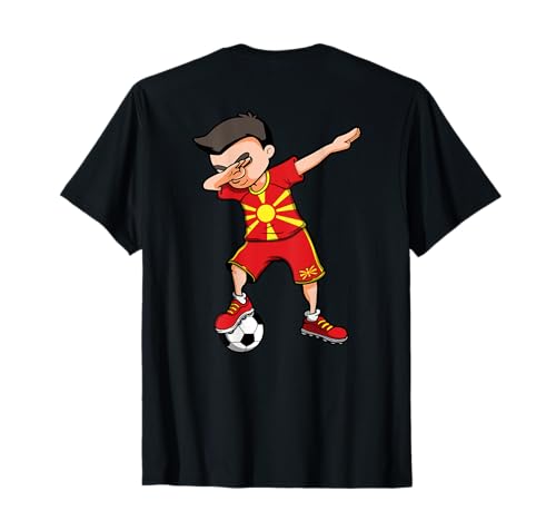 Dabbing Soccer Boy Mazedonien Trikot mazedonische Fußballfans T-Shirt von Teeisle Macedonia Soccer