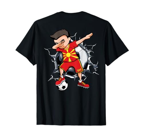 Dabbing Jungen Mazedonien Fußball Mannschaft Flagge Sport T-Shirt von Teeisle Mazedonien Fußball