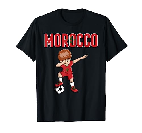 Dabbing Soccer Boy Marokko Fußball Fans Trikot marokkanische Flagge T-Shirt von Teeisle Morocco Soccer