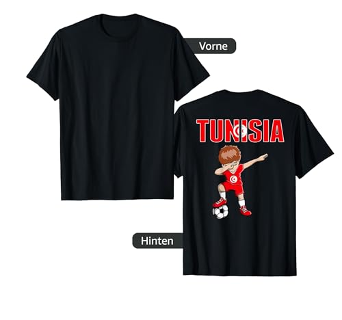 Dabbing Soccer Boy Tunesien Fußball Fans Trikot Tunesische Flagge T-Shirt von Teeisle Tunisia Soccer