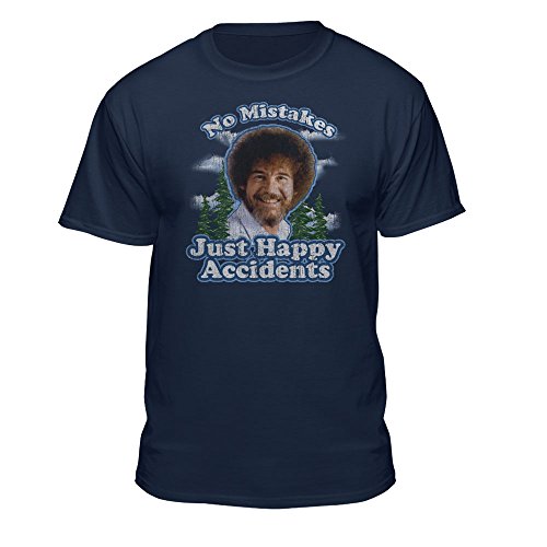 Teelocity bob ross-grafik-t-shirt für männer und frauen - keine fehler, just happy accidents - short sleeve (medium, blau) von Teelocity