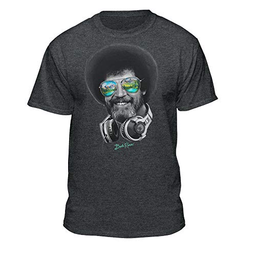 Teelocity dj bob ross offiziell-lizenzierte kopfhörer & shades männer und frauen kurzarm t-shirt (mehrfache farben) (x-large, charcoal heather) von Teelocity