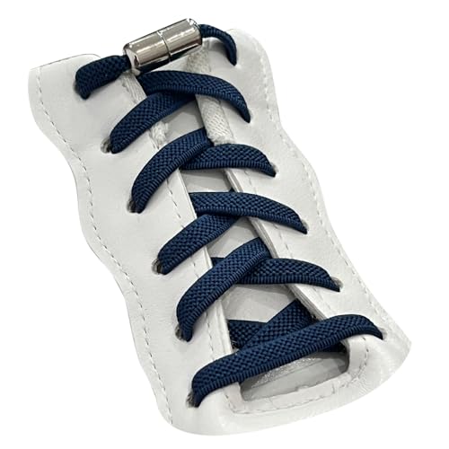 Teemie 2 Paar Elastische Flache Schnürsenkel Mit Metallkapseln Für Kinder- Und Erwachsenenschuhe Gummischnürsenkel Dunkelblau von Teemie