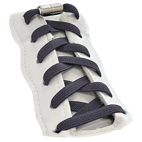 Teemie 2 Paar Elastische Flache Schnürsenkel Mit Metallkapseln Für Kinder- Und Erwachsenenschuhe Gummischnürsenkel Dunkelgrau von Teemie