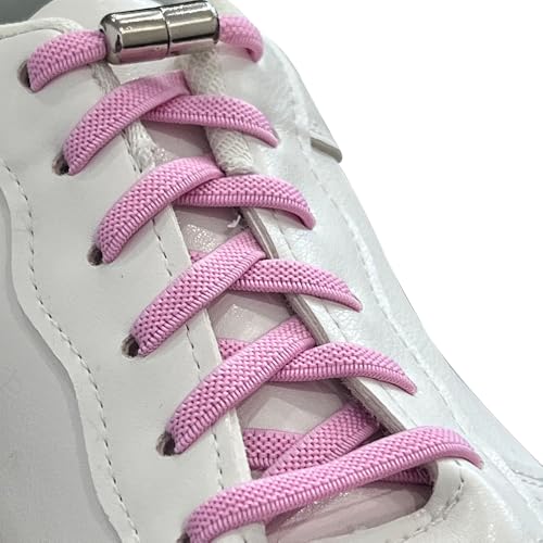 Teemie 2 Paar Elastische Flache Schnürsenkel Mit Metallkapseln Für Kinder- Und Erwachsenenschuhe Gummischnürsenkel Rosa von Teemie