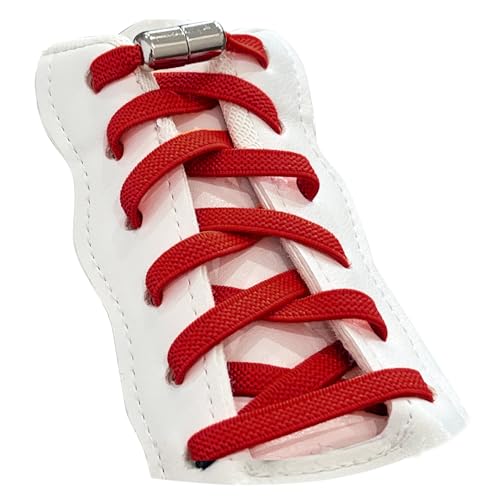 Teemie 2 Paar Elastische Flache Schnürsenkel Mit Metallkapseln Für Kinder- Und Erwachsenenschuhe Gummischnürsenkel Rot von Teemie