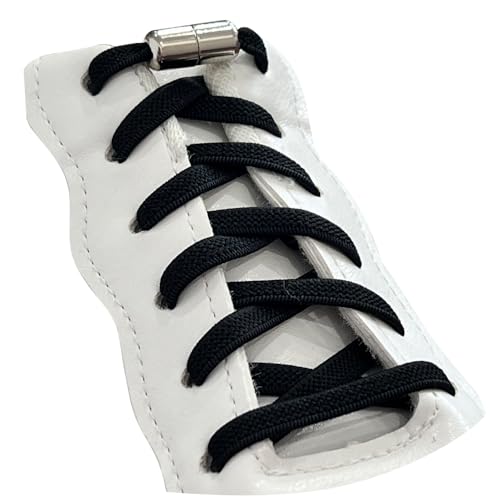 Teemie 2 Paar Elastische Flache Schnürsenkel Mit Metallkapseln Für Kinder- Und Erwachsenenschuhe Gummischnürsenkel Schwarz von Teemie