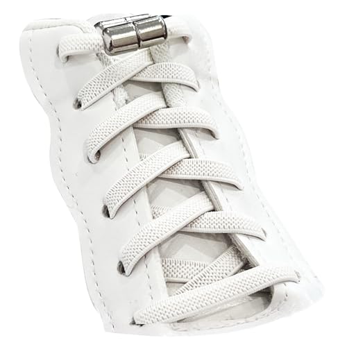 Teemie 2 Paar Elastische Flache Schnürsenkel Mit Metallkapseln Für Kinder- Und Erwachsenenschuhe Gummischnürsenkel Weiß von Teemie