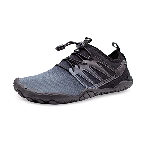 Teemie Badeschuhe Damen Wasserschuhe Herren Strandschuhe Unisex Schnell Trocknend Schwimmschuhe Aquaschuhe Surfschuhe Outdoor Wassersport Tauchen Traillaufschuhe Schwarz 42 von Teemie