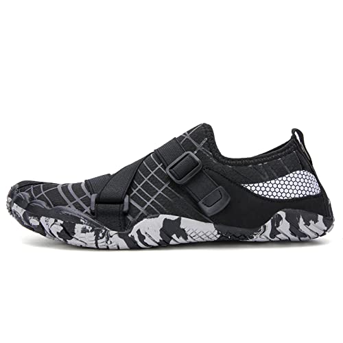 Teemie Badeschuhe Damen Wasserschuhe Herren Strandschuhe Unisex Schnell Trocknend Schwimmschuhe Aquaschuhe Surfschuhe Outdoor Wassersport Tauchen Surfen Schwarz 40 von Teemie