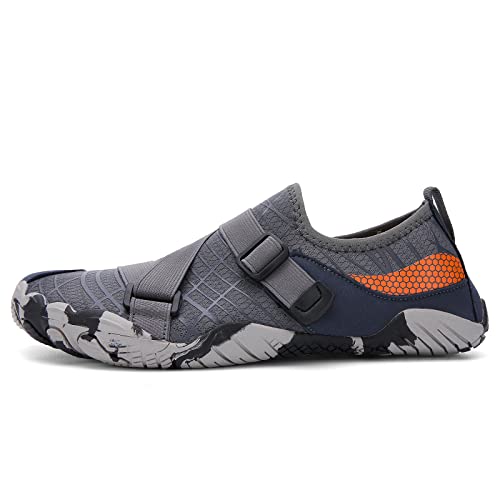 Teemie Badeschuhe Damen Wasserschuhe Herren Strandschuhe Unisex Schnell Trocknend Schwimmschuhe Aquaschuhe Surfschuhe Outdoor Wassersport Tauchen Surfen Traillaufschuhe Grau 40 von Teemie