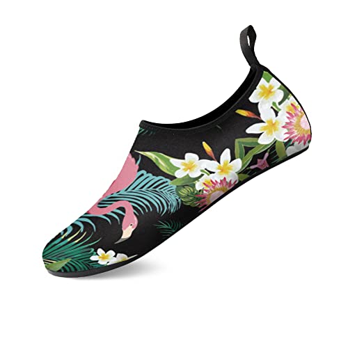 Teemie Badeschuhe Herren Damen Wasserschuhe Unisex Schwimmschuhe Strandschuhe Schnell Trocknend Aquaschuhe Breathable Surfschuhe für Pool Beach Flamingo 44/45 von Teemie