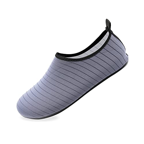 Teemie Badeschuhe Herren Damen Wasserschuhe Unisex Schwimmschuhe Strandschuhe Schnell Trocknend Aquaschuhe Breathable Surfschuhe für Pool Beach Grau 42/43 von Teemie