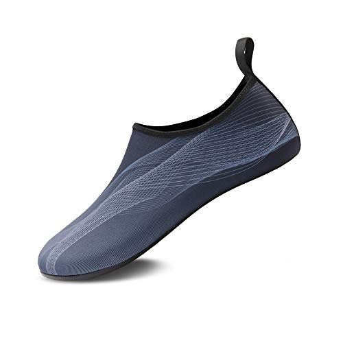 Teemie Badeschuhe Herren Damen Wasserschuhe Unisex Schwimmschuhe Strandschuhe Schnell Trocknend Aquaschuhe Breathable Surfschuhe für Pool Beach Schwarz 38/39 von Teemie