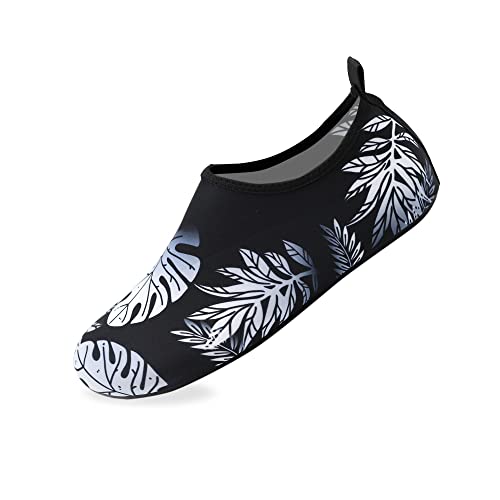 Teemie Badeschuhe Herren Damen Wasserschuhe Unisex Schwimmschuhe Strandschuhe Schnell Trocknend Aquaschuhe Breathable Surfschuhe für Pool Beach Schwarz 40/41 von Teemie