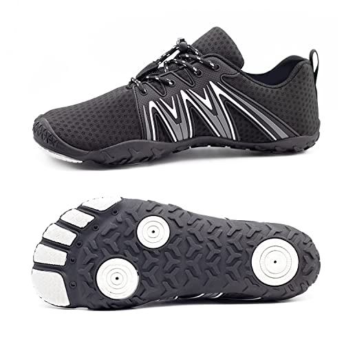 Teemie Barfußschuhe Damen Herren Wasserschuhe Unisex Schnell Trocknend Strandschuhe Schwimmschuhe Surfschuhe Fitnessschuhe Barfuß Schuhe Schwarz 38 von Teemie