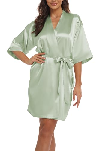Teemie Damen Morgenmantel Bademantel Satin Kimono Robe Nachtwäsche Mit Gürtel Taschen Braut Brautjungfern Kurz Sexy V Ausschnitt Nachthemd Sommer Frauen 3/4 Ärmeln Pajama Hochzeit Party Teemie Damen Morgenmantel Bademantel Satin Kimono Robe Nachtwäsche Mit Gürtel Taschen Braut Brautjungfern Kurz Sexy V Ausschnitt Nachthemd Sommer Frauen 3/4 Ärmeln Pajama Hochzeit Party von Teemie