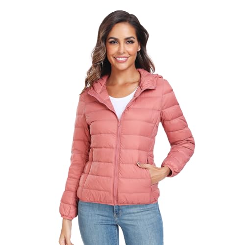 Teemie Damen Steppjacke Leichte Übergangsjacke Jacke Daunenjacke Daunen Lightweight Daunenoptik Für Frauen Parka Funktionsjacke Mit Kapuze XL von Teemie