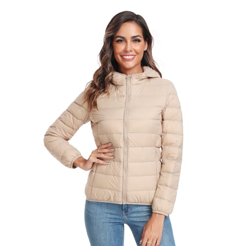 Teemie Damen Steppjacke Leichte Übergangsjacke Jacke Daunenjacke Daunen Lightweight Daunenoptik Für Frauen Parka Funktionsjacke Mit Kapuze XXL von Teemie