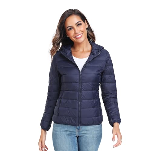 Teemie Damen Steppjacke Leichte Übergangsjacke Jacke Daunenjacke Daunen Lightweight Daunenoptik Für Frauen Parka Funktionsjacke Mit Kapuze L von Teemie