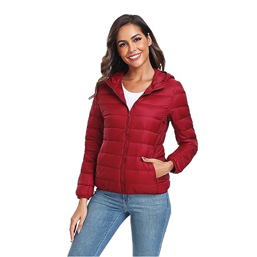 Teemie Damen Steppjacke Leichte Übergangsjacke Jacke Daunenjacke Daunen Lightweight Daunenoptik Für Frauen Parka Funktionsjacke Mit Kapuze XL von Teemie