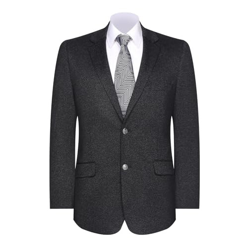 Herren-Sportmantel, klassische Passform, Blazer mit 2 Knöpfen, Revers, Business-Strickanzüge, Schwarz (Nylon), 52 von Teemlanny