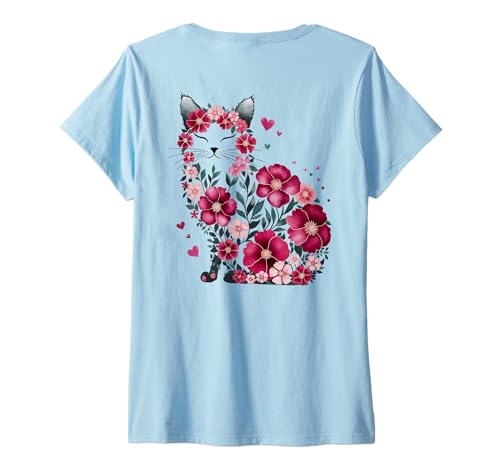Damen Paws Purr Meow Kätzchen Katze Neko-chan Blume Herbst Herbst T-Shirt mit V-Ausschnitt von Teen Girl Teacher Middle School Zer Alpha Power