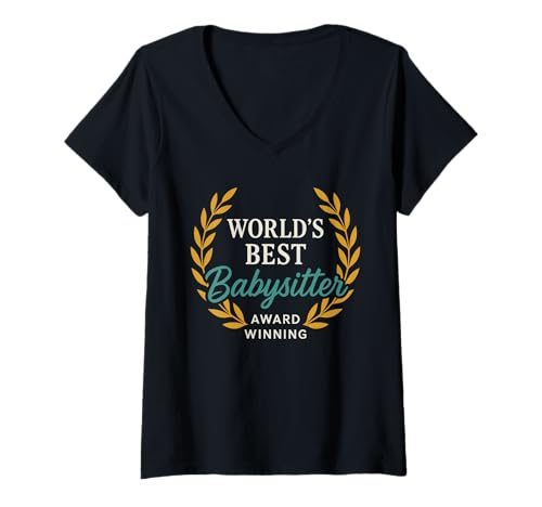Damen Babysitter Powered by Snacks Lustiges Babysitting-Geschenk T-Shirt mit V-Ausschnitt Damen Babysitter Powered by Snacks Lustiges Babysitting-Geschenk T-Shirt mit V-Ausschnitt von Teen Sitter Life Nanny Humor Babysitter Gift Idea