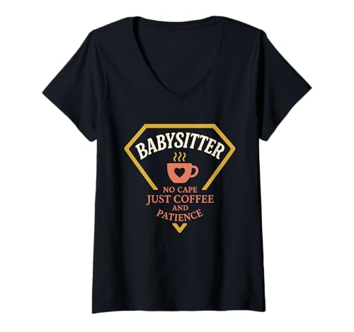 Damen Babysitter Powered by Snacks Lustiges Babysitting-Geschenk T-Shirt mit V-Ausschnitt Damen Babysitter Powered by Snacks Lustiges Babysitting-Geschenk T-Shirt mit V-Ausschnitt von Teen Sitter Life Nanny Humor Babysitter Gift Idea