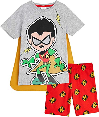 Teen Titans Go! Schlafanzug Jungen Kurz, Pyjama Kinder Baumwolle, Superhelden Umhang Tshirt und Shorts Jungen Set, Cosplay Kinder Schlafanzug, Geschenke für Kinder (5-6 Jahre) von Teen Titans Go!