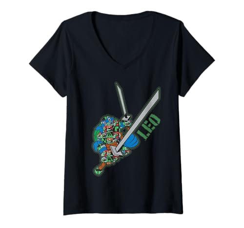 Damen TMNT Classic Megamix Shadow Ninja Turtles Leo Urban im Retro-Look T-Shirt mit V-Ausschnitt Damen TMNT Classic Megamix Shadow Ninja Turtles Leo Urban im Retro-Look T-Shirt mit V-Ausschnitt von Teenage Mutant Ninja Turtles