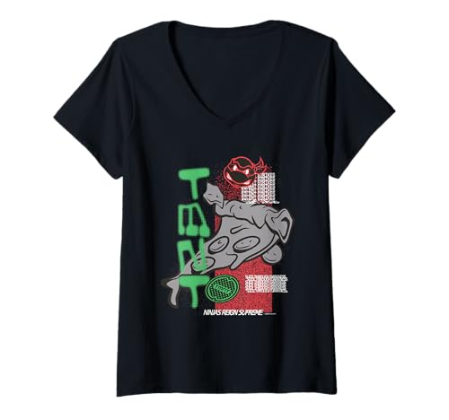 Damen TMNT Turtle Power Pizzaschieber Supreme Epic Ninja Power T-Shirt mit V-Ausschnitt Damen TMNT Turtle Power Pizzaschieber Supreme Epic Ninja Power T-Shirt mit V-Ausschnitt von Teenage Mutant Ninja Turtles